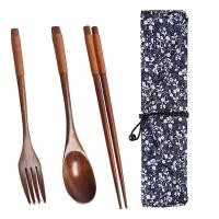 ราคา Deyln 3ชิ้น เซ็ตเกาหลี Flatware เครื่องตัดไม้ชุดของใช้ทำอาหารชุดภาชนะช้อนส้อมและช้อนส้อมและตะเกียบชุดผ้าแพ็คของขวัญชุด (7420966481)