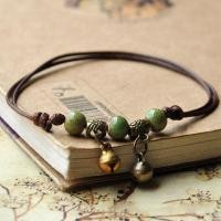 ราคา ผู้หญิงหญิงสาวกำไลข้อเท้าเชือกสีน้ำตาลเซรามิกสีฟ้าสวยงามสำหรับผู้หญิงกำไลข้อเท้าลูกปัดถักมือสไตล์ศิลปะชาติพันธุ์และวรรณกรรมเครื่องประดับแฟชั่น (19383284831)