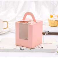 ราคา กล่องขนม กล่องเค้ก แบบหน้าใส ใส่คุกกี๊ คัพเค้ก ของชำร่วย แบบหูจับ มีหลายสี (19152493686)