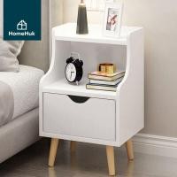 ราคา HomeHuk ตู้ข้างเตียงไม้ โต๊ะข้างเตียงไม้ พร้อมช่องเก็บของและลิ้นชักผ้า โครงไม้ MDF โต๊ะหัวเตียง โต๊ะวางของ โต๊ะวางของข้างเตียง โต๊ะข้างโซฟา โต๊ะข้าง โต๊ะโซฟา โต๊ะวางหัวเตียง MDF Bedside Table with Low