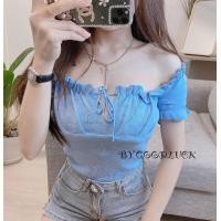 ราคา Spinny House เสื้อปาดไหล่ เสื้อไหมพรม โบว์หน้า เสื้อแขนตุ๊กตา เสื้อเปิดไหล่ ผูกโบว์หน้า ปาดรูด เสื้อรูดๆ รุ่น B02 D503A (13472739515)