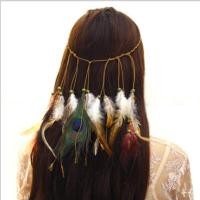 ราคา ยางมัดผม เน็ตผมผู้หญิง ที่คาดผมสวยๆ Boho ลม Peahen ที่คาดผมขนนกแฟชั่นแห่งชาติลมชุดส่าหรีผมมงกุฎ (458739601)