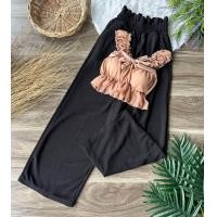 ราคา กางเกงขายาวผ้าวอมมากับสายเดี่ยวสุดสวยแต่งผูกโบว์มีฟองน้ำ (19409338730)