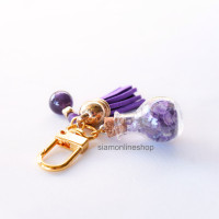 ราคา KEY CHAIN พวงกุญแจ หินแท้ อเมทิสต์ ขนาด 10 มม ประดับ ขวดแก้วหินอเมทิสต์ พวงกุญแจเสริมดวง by siamonlineshop (20542356126)