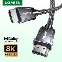 ราคา ส่งไวจากไทย สาย HDMI 2 1 Cable เคเบิล UGREEN Zinc Alloy Nylon 8k 60hz 4k 120hz 48gbps HDCP 2 2 กลมและแบน (19171611003)