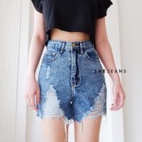 ราคา กางเกงยีนส์เอวสูงขาสั้น รุ่นขาดเซอร์ (18442850379)