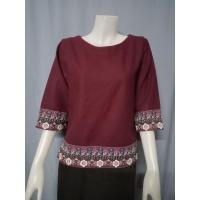 ราคา เสื้อผ้าฝ้ายคอปาดแขนสามส่วน แต่งผ้าทอลาย เสื้อผ้าฝ้ายแขนสามส่วน เสื้อผ้าฝ้ายคอปาด เสื้อผ้าฝ้ายตัวหลวมใส่สบาย (20262531261)