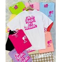 ราคา พร้อมส่ง เสื้อยืดโอเวอร์ไซส์ ลายบาร์บี้วิ้งๆ สกรีนหน้าหลัง (20067079515)