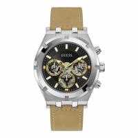 ราคา Guess Silver Tone Case Beige Leather Strap Mens Watch GW0262G1 (20768101012)