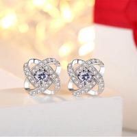 ราคา ต่างหูเพชรโมอีส 50 ตังค์ เงินแท้ 92 5 ดีไซน์หน้าไขว้ฝังเพชรเม็ดเล็ก D3026 (18538982827)