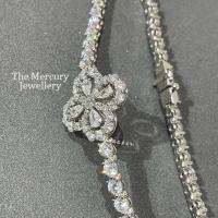 ราคา สายดอกโคลเวอร์สี่ใบประดับเพชรสีสดใสดูหรูหรากำไลข้อมือข้อโซ่เพชรชุบทองคำขาว18K บน925สีเงินไม่เป็นสนิมไม่ซีด (19958440397)