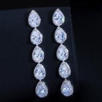 ราคา เลื่อมเคลือบทองคำขาวต่างหูระย้าต่างหูหยดน้ำยาวหรูแวววาว AAA เพชรสังเคราะห์ประณีตเครื่องประดับสำหรับเจ้าสาวสำหรับ SE669เจ้าสาว (17176459873)
