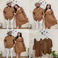 ราคา W12 สาวอวบ เข้าเพิ่ม ใส่แล้วดูผอมเพรียวมากแม่ ชุดคู่รักชายหญิงไซส์ใหญ่ สาวอวบ เสื้อเชิ้ตฮาวาย เดรสแขนยาวสมอคแขน ผ้าใส่สบายใส่คู่น่ารัก (17713018502)