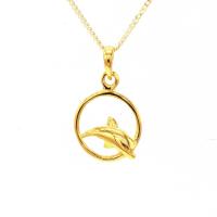 ราคา Happy Jewelry จี้โลมาลอดห่วง ทองแท้ 9k 37 5 เพชรเกสร PD124 (19951380658)