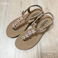 ราคา ส่งเร็วพิเศษ รองเท้าแตะแตะคีบรัดส้นแต่งดอกไม้ (15207120934)