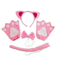 ราคา ชุดคอสเพลย์ชุดเต้นรำเวทีงานปาร์ตี้วันฮาโลวีนสำหรับเด็กชุดถุงมือที่คาดผมสีดำสีขาวสีชมพูที่คาดผมหูแมวชุดการแสดง (20459758179)