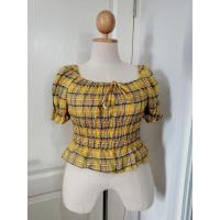 ราคา VG03 เสื้อแฟชั่นผู้หญิง แฟชั่นสาวอวบ อกระหว่าง 32 40 นิ้ว เปิดไหล่ได้ แขนสั้นตุ๊กตา ลายสก็อต สม็อครอบตัว ผ้าใส่สบาย (20216353125)