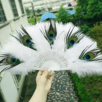 ราคา พัดขนนกสีดำลายนกยูงสไตล์ฮั่นฝูพัดขนนกสำหรับเดินแบบกี่เพ้าพัดแบบพับพัดแบบมืดพัดนกยูงแขวนผนัง (8193251467)