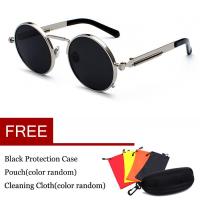 ราคา 2018 VINTAGE Polarized แว่นกันแดดทรงกลมสไตล์สตีมพังค์แว่นตาแฟชั่นกลางแจ้ง Sea แว่นตา (10067708694)