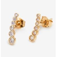 ราคา ต่างหูประดับทองคำแท้ 14k Yellow Gold Graduated Circles Climber Post Earrings with Cubic Zirconias (7992032866)