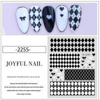 ราคา สติ๊กเกอร์แต่งเล็บ สติ๊กเกอร์ชิโนริ ลายตาราง สติ๊กเกอร์ขาวดำ (19409658595)