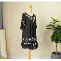 ราคา มินิเดรสถักชายระบาย เสื้อถักโครเชต์ แต่งลายดอกสลับสี มินิเดรสคลุมไปทะเล RH1 806508010 (18071733097)