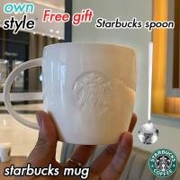 ราคา แก้วสตาร์บัคทรงช้อนแก้วเซรามิกสีขาวแบบคลาสสิกสำหรับเป็นของขวัญฟรีแก้วกาแฟโลโก้นูนลายเทพธิดาถ้วยคู่355 473มล (10508669605)