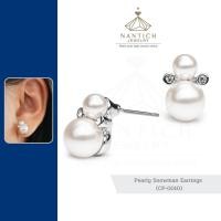 ราคา เครื่องประดับ ปลอดภัย ต่างหู คนแพ้ง่าย Pearly Snowman Earrings CP 0010 Nantich Jewelry (16236755446)