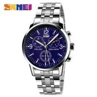 ราคา SKMEIนาฬิกาแฟชั่นผู้ชายธุรกิจเหล็กกล้าไร้สนิมหนังกันน้ำนาฬิกาข้อมือสำหรับMan 9070 (383591480)