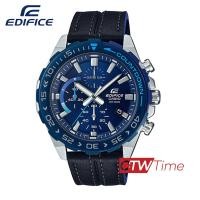 ราคา Casio EDIFICE Chronograph นาฬิกาข้อมือ สายหนังแท้ รุ่น EFR 566BL 2AVUDF (1837404095)