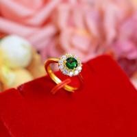 ราคา แหวนทอง ประดับเพชร แหวนเพชร สไตล์เกาหลี แหวน Green Zircon ปรับไซส์ได้ เครื่องประดับผู้หญิง สุดหรูหรา (20524387346)