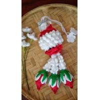 ราคา พวงมาลัยไหมพรม พวงมาลัยคล้องกระจกหน้ารถ ดอกกุหลาบสีแดง ถ่ายจากงานจริง พร้อมส่ง (20382187538)