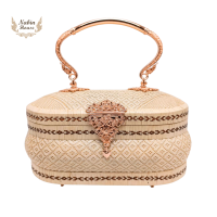 ราคา กระเป๋าย่านลิเภาทรงรีหูโลหะพิ้งโกล์ด (16274994137)