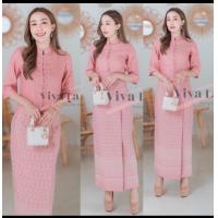 ราคา ชุดไทยจิตรลดาผ้าฝ้ายทอลายขอ สีพีท สีชมพูกลีบบัว (19378697731)