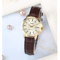 ราคา นาฬิกา Casio รุ่น LTP V004GL 9A นาฬิกาข้อมือผู้หญิงสายหนัง สีน้ำตาล หน้าปัดทอง มั่นใจ ของแท้ 100 ประกันสินค้า 1 ปีเต็ม (381522244)