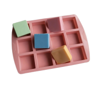ราคา แม่พิมพ์ซิลิโคน พิมพ์สบู่ พิมพ์วุ้น พิมพ์ขนม รูปสี่เหลี่ยม 12 ช่อง 40 G พิมพ์สีชมพู (19897340169)
