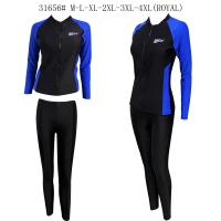 ราคา พร้อมส่ง 31656ชุดว่ายน้ำแบบ 2 ชิ้น เเบบซิปยาวด้านหน้า เสื้อเเขนยาว กางเกงขายาว (19296400580)