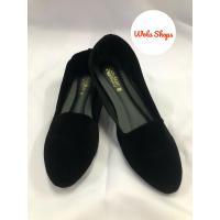 ราคา คัทชู ส้นแบน ไม่มีส้น กำมะหยี่ ปลายแหลม สีดำ (13364044826)