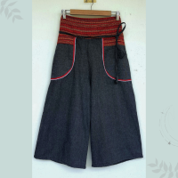 ราคา กางเกงผ้าฝ้ายขาบาน แต่งแถบนากาสไตล์ล้านนา (20433263640)