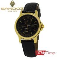 ราคา Sandoz นาฬิกาข้อมือผู้ชาย สายหนัง รุ่น SD89427GG0420 หน้าปัดสีดำ (2932398131)