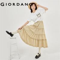 ราคา GIORDANO Women Skirts Elastic Waist Lightweight Tiered Skirts Ruffle Trim Gentle Fashion Casual Long Tiered Skirts 18463615 (19807788707)