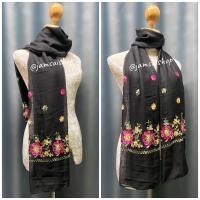 ราคา ผ้าพันคอ ผ้าคลุมไหล่ ผ้าปักลายดอกไม้ (19375265239)