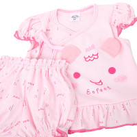 ราคา ENFANTชุด เสื้อแขนถ้วยป้ายอุ่นอกผ้าCottonคู่กางเกงขาสั้น ลายเส้นสีชมพู สำหรับเด็กผู้หญิงไซส์ 60 70 3เดือน 6 เดือน (20627869945)