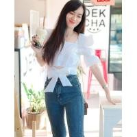 ราคา เสื้อผ้าฝ้ายลายฉลุ เสื้อแฟชั่นหญิงสีขาว อินเทรนสุดๆๆ งานขายดีมากๆๆถ้ายจากงานจริง (18919311948)