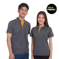 ราคา เสื้อโปโลสีเทาเข้ม ปกริ้วส้ม polopeak (16923600009)