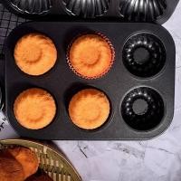 ราคา พิมพ์เทฟล่อน พิมพ์เค้ก ถาดอบขนมลายเกลียว 6 หลุม สีดำ Non stick (19911532001)