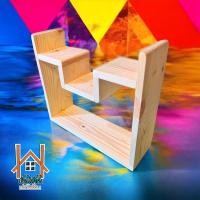 ราคา ชั้นไม้วางของ โชว์โมเดล วางต้นกระบองเพชร ทำจากไม้สนนอกโชว์ลายไม้ (12981892866)