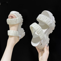 ราคา พร้อมส่ง รองเท้าส้นตึก แฟชั่น รองเท้าผู้หญิง รองเท้าส้นเตารีด สไตล์เกาหลี สูง 10cm พร้อมส่งในไทย (15514774172)