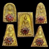 ราคา สมเด็จชุดพระเบญจภาคี 5 องค์ ลงรักปิดทองเก่าประดับพลอย หลังสมเด็จโต กรุวังหน้า (20293126430)