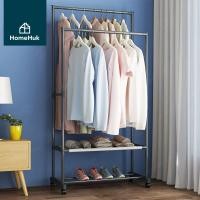ราคา HomeHuk ราวแขวนเสื้อผ้า 2 ชั้น พร้อมชั้นวางของ ล้อเลื่อน ราวแขวนผ้า ตู้เสื้อผ้า ชั้นวางเสื้อผ้า ราวแขวนเสื้อ ราวตากผ้าเหล็ก ราวตากผ้ามินิมอล ราวแขวนผ้ามินิมอล ราวตากผ้ามีล้อ ราวตากผ้าเหล็ก ราวตากผ้าแข